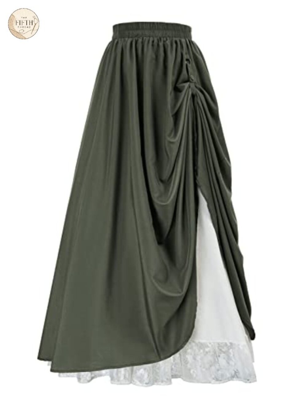 Women Renaissance Maxi Skirt Double Layered A-Line Elastic Waist Long Flowy